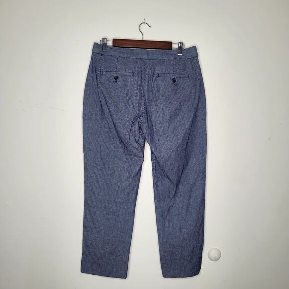 Banana Republic‎ Sz 6 Blue White Avery Herringbone Tie Waist Tailored Ankle Pant - Picture 4 of 8